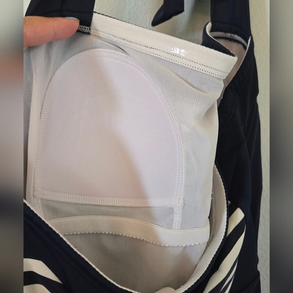 Boden | Navy Striped Halter Top One Piece Swimsuit Size 8L - Picture 7 of 9